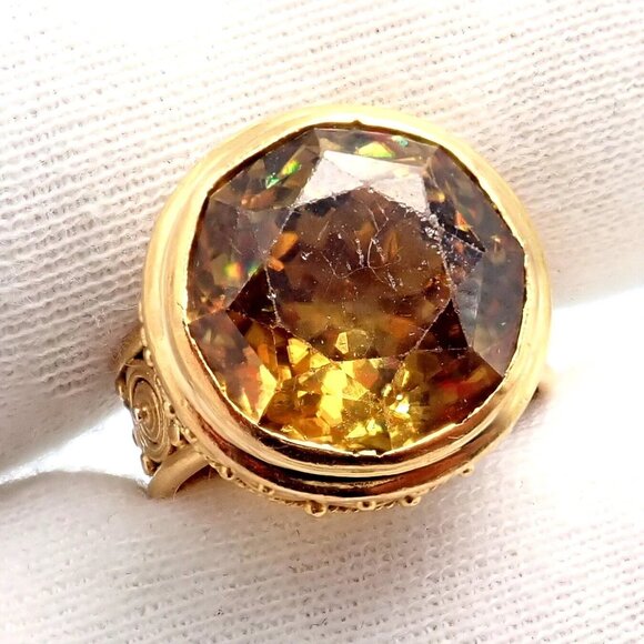 Carolyn Tyler 22k Yellow Gold Seven Seas Large Golden Yellow Zircon Ring - Picture 9 of 15